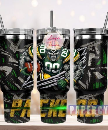 Green Bay Packers Custom Stanley Quencher 40Oz Stainless Steel Tumbler With Handle