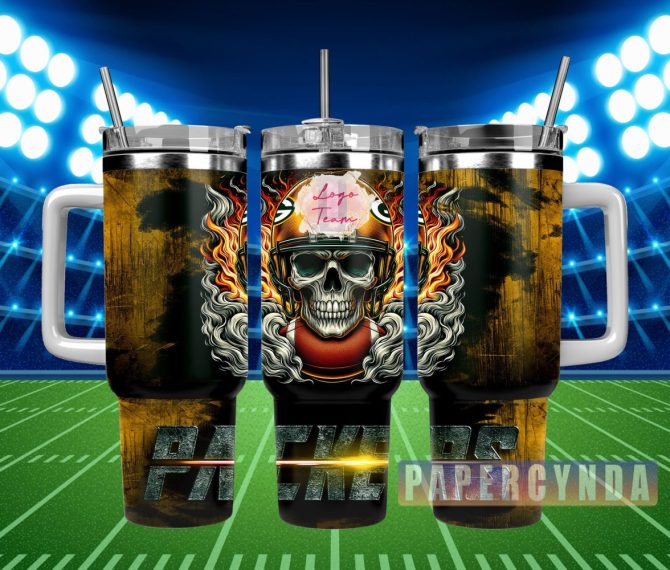 Green Bay Packers Custom Stanley Quencher 40Oz Stainless Steel Tumbler With Handle