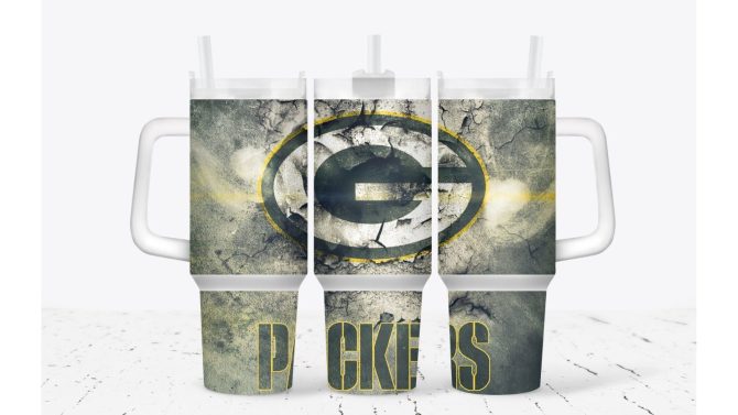 Green Bay Packers Football Nfl Custom Stanley Quencher 40Oz Stainless Steel Tumbler With Handle