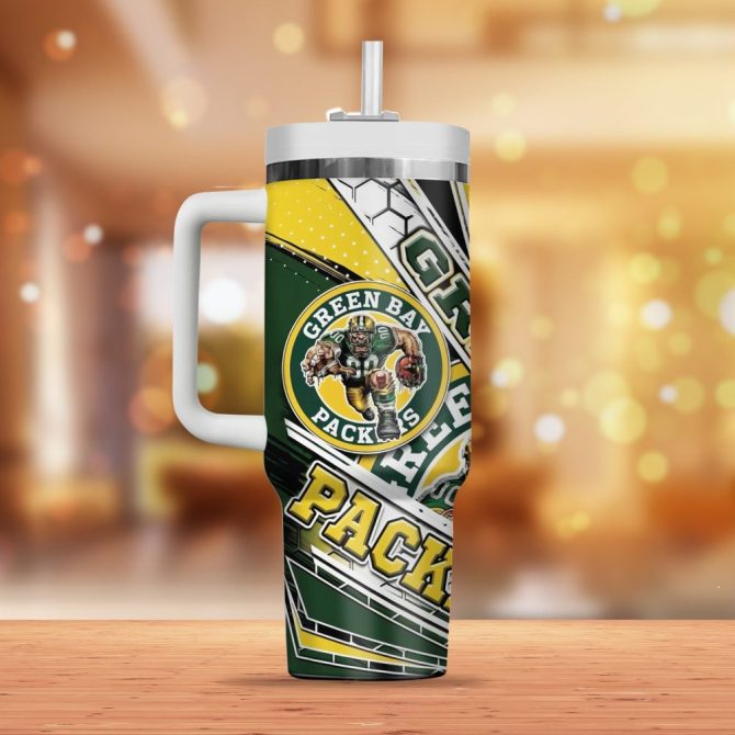 Green Bay Packers Mascot Nfl Custom Stanley Quencher 40Oz Stainless Steel Tumbler With Handle - Image 2