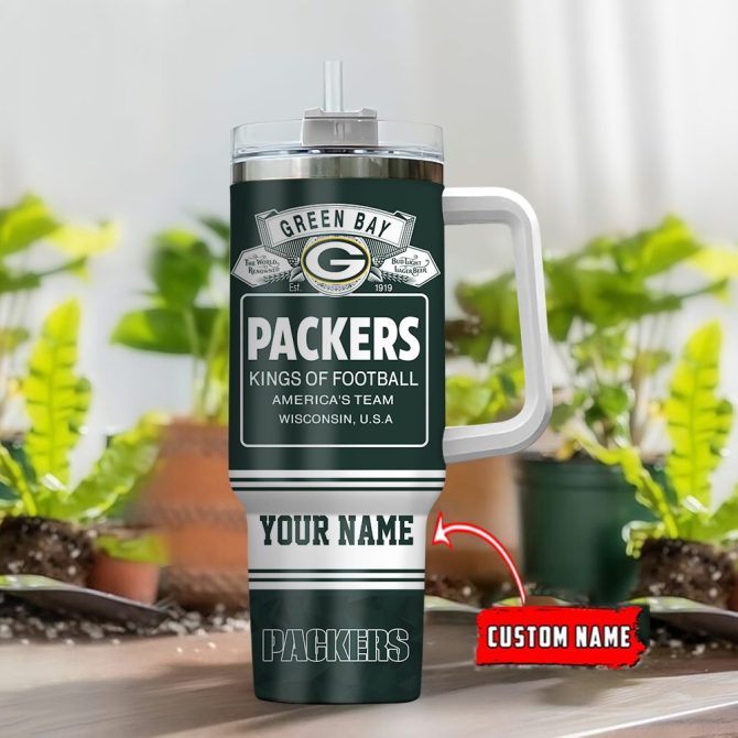 Green Bay Packers Nfl Bud Light Custom Stanley Quencher 40Oz Stainless Steel Tumbler With Handle - Image 2