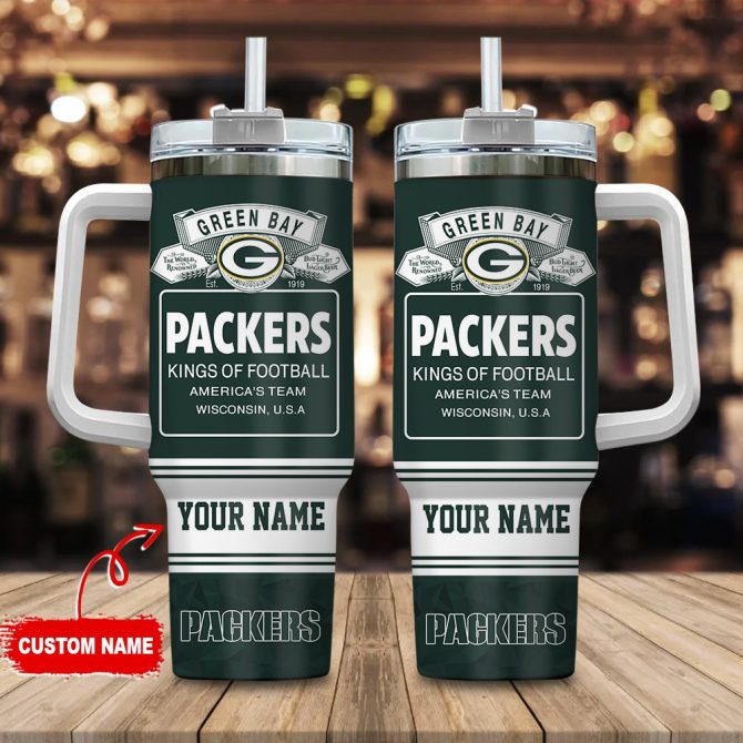 Green Bay Packers Nfl Bud Light Custom Stanley Quencher 40Oz Stainless Steel Tumbler With Handle