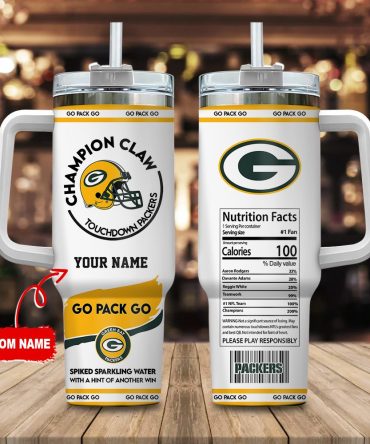 Green Bay Packers Nfl Champion Claw Custom Stanley Quencher 40Oz Stainless Steel Tumbler With Handle