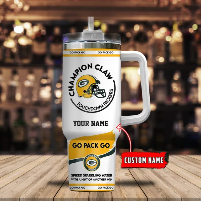 Green Bay Packers Nfl Champion Claw Custom Stanley Quencher 40Oz Stainless Steel Tumbler With Handle - Image 2