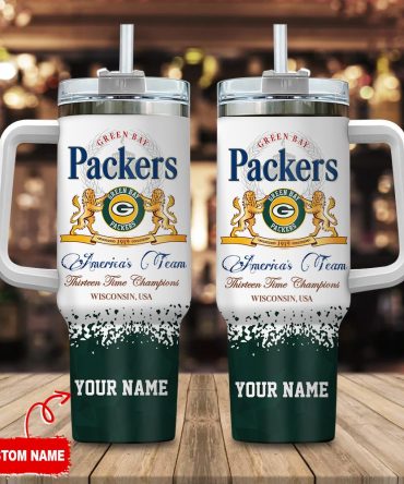 Green Bay Packers Nfl Champions Modelo Custom Stanley Quencher 40Oz Stainless Steel Tumbler With Handle
