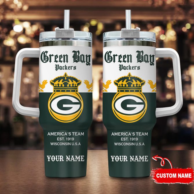 Green Bay Packers Nfl Corona Extra Custom Stanley Quencher 40Oz Stainless Steel Tumbler With Handle