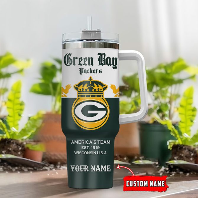Green Bay Packers Nfl Corona Extra Custom Stanley Quencher 40Oz Stainless Steel Tumbler With Handle - Image 2