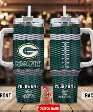 Green Bay Packers Nfl Crystal Custom Stanley Quencher 40Oz Stainless Steel Tumbler With Handle