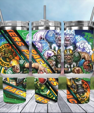 Green Bay Packers Nfl Mascot Custom Stanley Quencher 40Oz Stainless Steel Tumbler With Handle