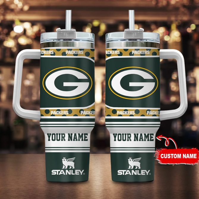 Green Bay Packers Nfl Custom Stanley Quencher 40Oz Stainless Steel Tumbler With Handle