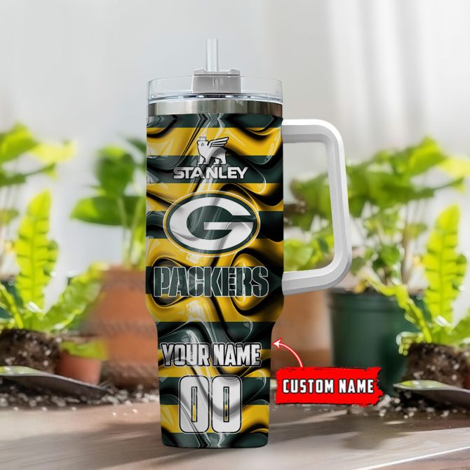 Green Bay Packers Nfl Custom Stanley Quencher 40Oz Stainless Steel Tumbler With Handle - Image 2