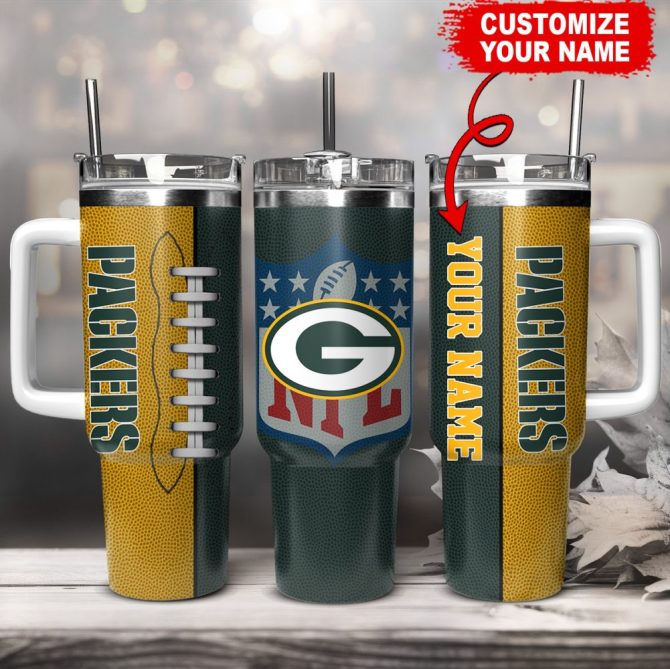Green Bay Packers Nfl Custom Stanley Quencher 40Oz Stainless Steel Tumbler With Handle