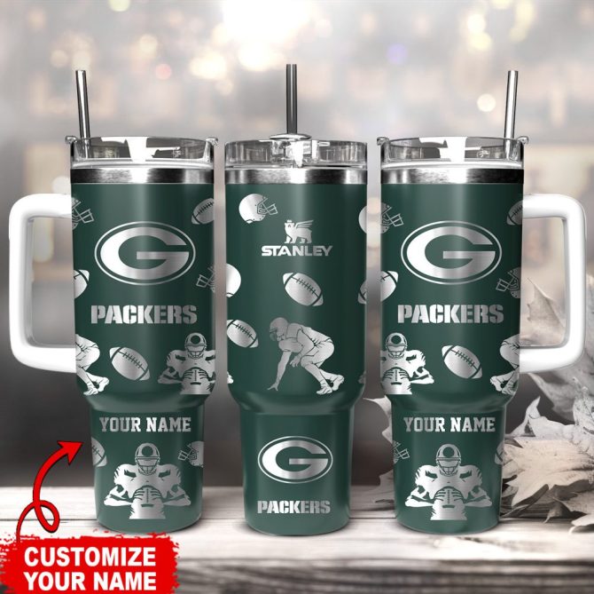 Green Bay Packers Nfl Custom Stanley Quencher 40Oz Stainless Steel Tumbler With Handle