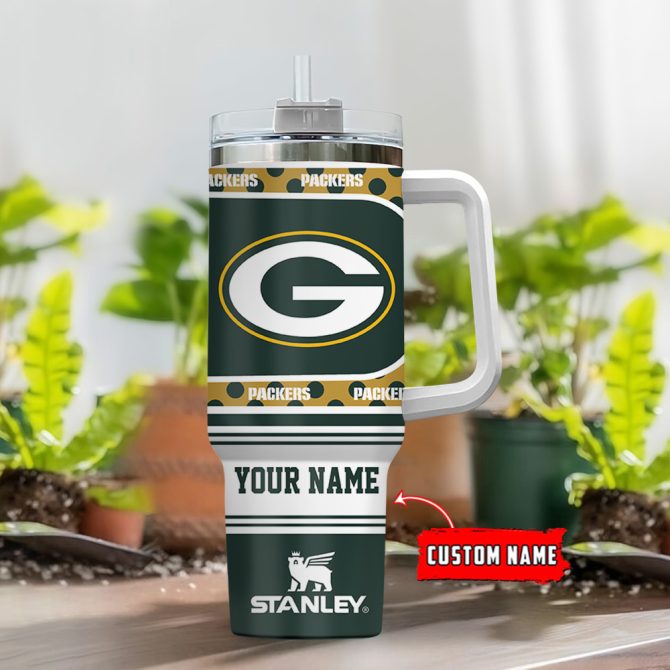 Green Bay Packers Nfl Custom Stanley Quencher 40Oz Stainless Steel Tumbler With Handle - Image 2