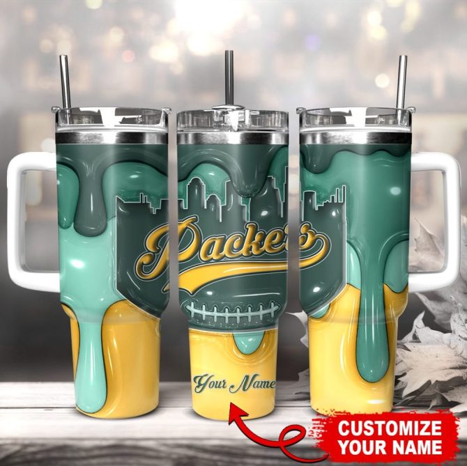 Green Bay Packers Nfl Custom Stanley Quencher 40Oz Stainless Steel Tumbler With Handle