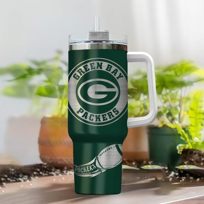 Green Bay Packers Nfl Custom Stanley Quencher 40Oz Stainless Steel Tumbler With Handle - Image 2