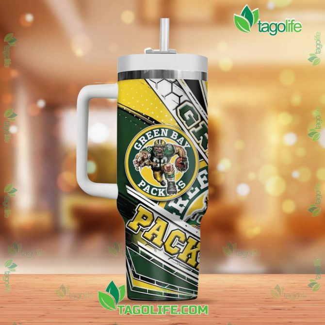 Green Bay Packers Nfl Custom Stanley Quencher 40Oz Stainless Steel Tumbler With Handle - Image 2