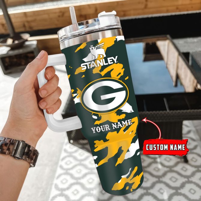 Green Bay Packers Nfl Custom Stanley Quencher 40Oz Stainless Steel Tumbler With Handle - Image 2
