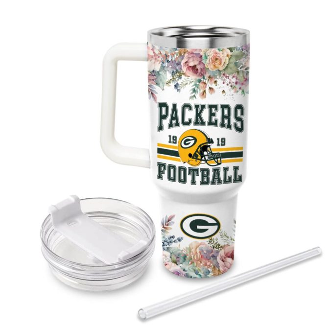 Green Bay Packers Nfl Custom Stanley Quencher 40Oz Stainless Steel Tumbler With Handle - Image 3