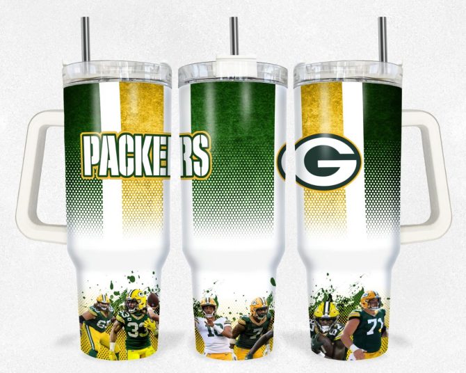 Green Bay Packers Nfl Custom Stanley Quencher 40Oz Stainless Steel Tumbler With Handle
