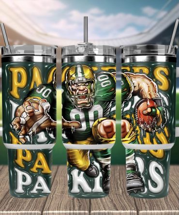 Green Bay Packers Nfl Mascot Custom Stanley Quencher 40Oz Stainless Steel Tumbler With Handle