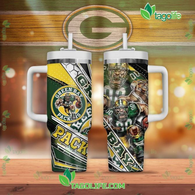Green Bay Packers Nfl Custom Stanley Quencher 40Oz Stainless Steel Tumbler With Handle