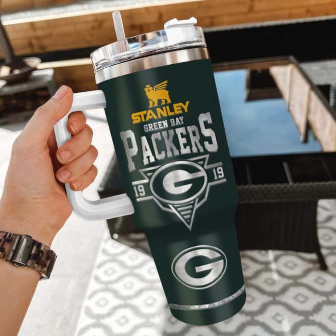 Green Bay Packers Nfl Custom Stanley Quencher 40Oz Stainless Steel Tumbler With Handle - Image 3