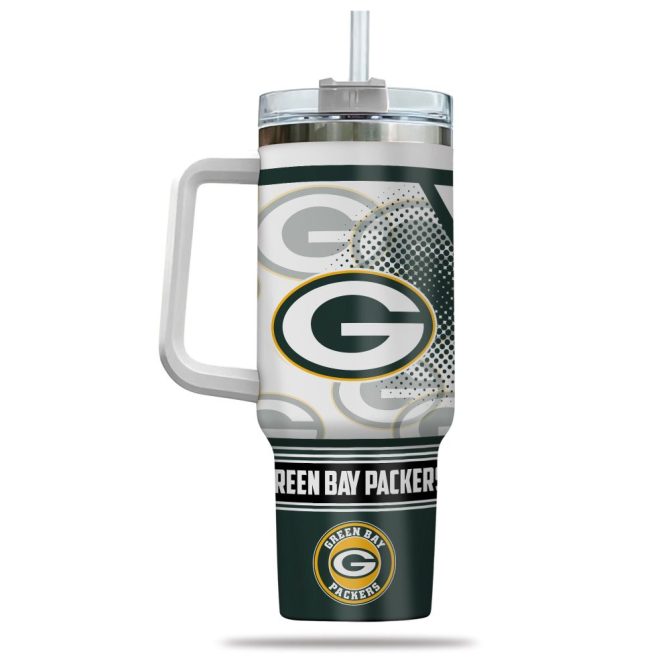 Green Bay Packers Nfl Custom Stanley Quencher 40Oz Stainless Steel Tumbler With Handle - Image 3