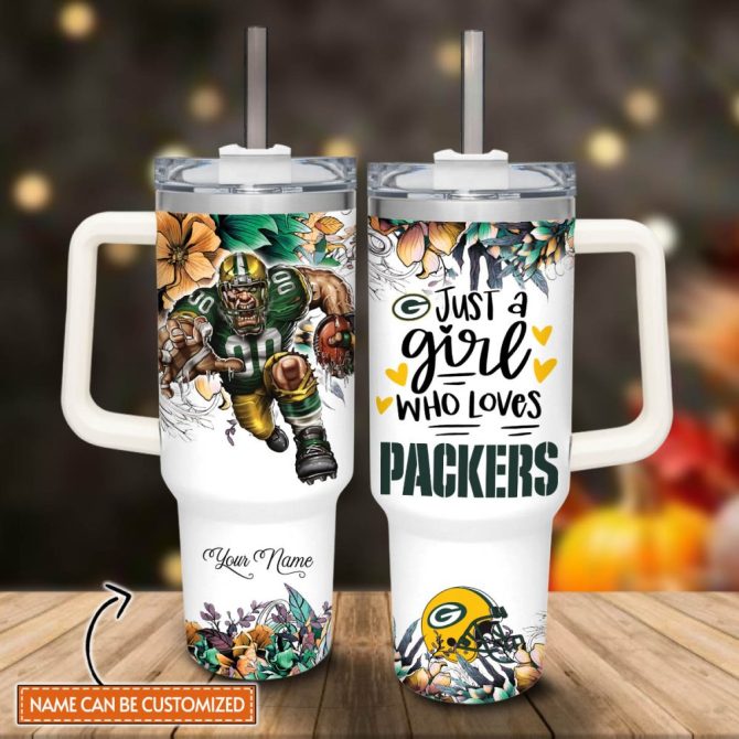 Green Bay Packers Nfl Custom Stanley Quencher 40Oz Stainless Steel Tumbler With Handle