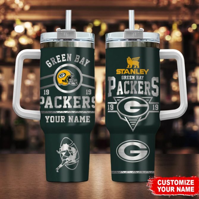 Green Bay Packers Nfl Custom Stanley Quencher 40Oz Stainless Steel Tumbler With Handle