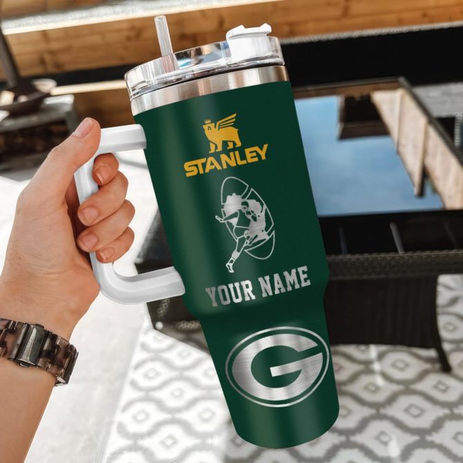 Green Bay Packers Nfl Custom Stanley Quencher 40Oz Stainless Steel Tumbler With Handle - Image 3