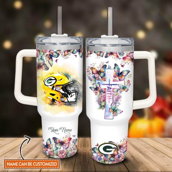 Green Bay Packers Nfl Custom Stanley Quencher 40Oz Stainless Steel Tumbler With Handle
