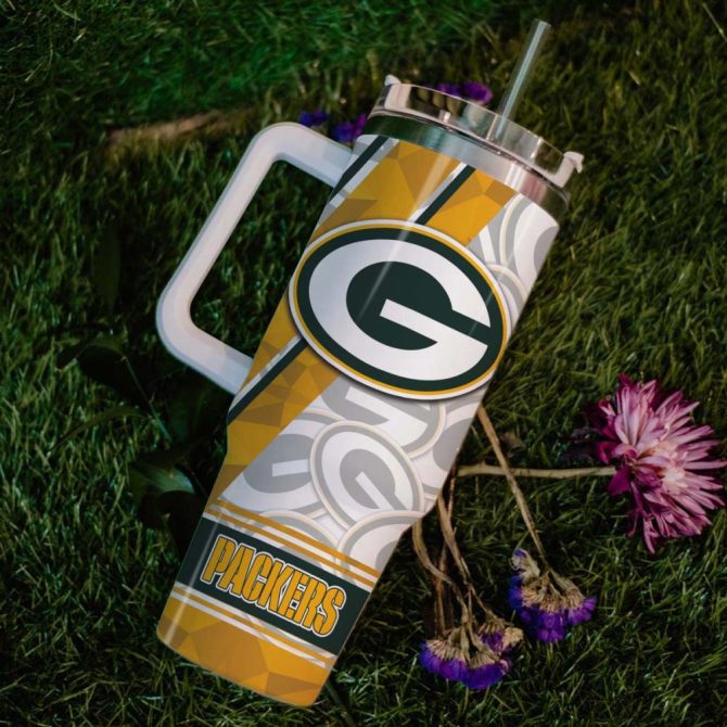 Green Bay Packers Nfl Custom Stanley Quencher 40Oz Stainless Steel Tumbler With Handle - Image 6