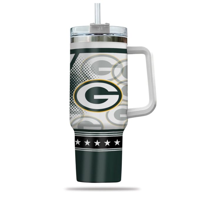 Green Bay Packers Nfl Custom Stanley Quencher 40Oz Stainless Steel Tumbler With Handle - Image 2