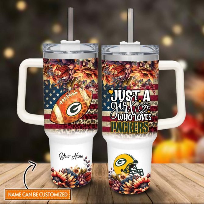 Green Bay Packers Nfl Custom Stanley Quencher 40Oz Stainless Steel Tumbler With Handle