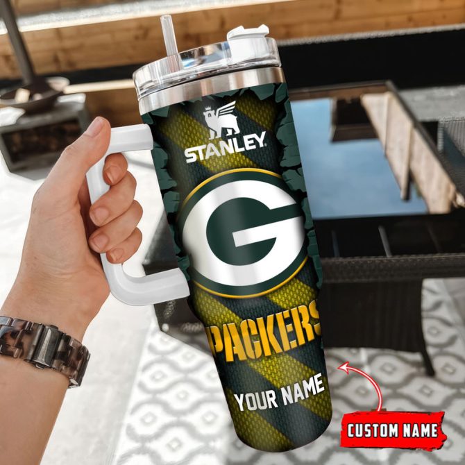 Green Bay Packers Nfl Custom Stanley Quencher 40Oz Stainless Steel Tumbler With Handle - Image 2