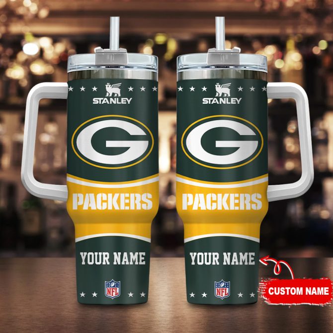 Green Bay Packers Nfl Custom Stanley Quencher 40Oz Stainless Steel Tumbler With Handle
