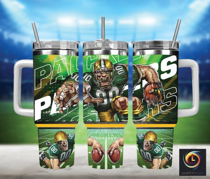 Green Bay Packers Nfl Mascot Custom Stanley Quencher 40Oz Stainless Steel Tumbler With Handle