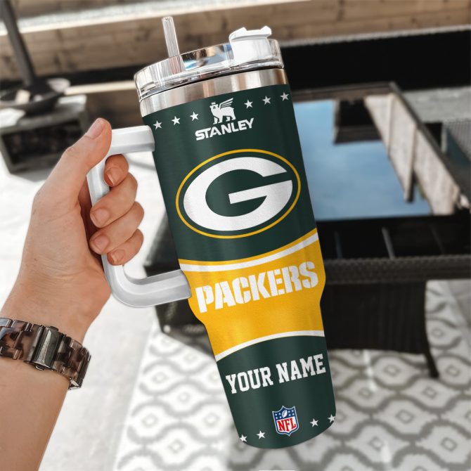 Green Bay Packers Nfl Custom Stanley Quencher 40Oz Stainless Steel Tumbler With Handle - Image 3