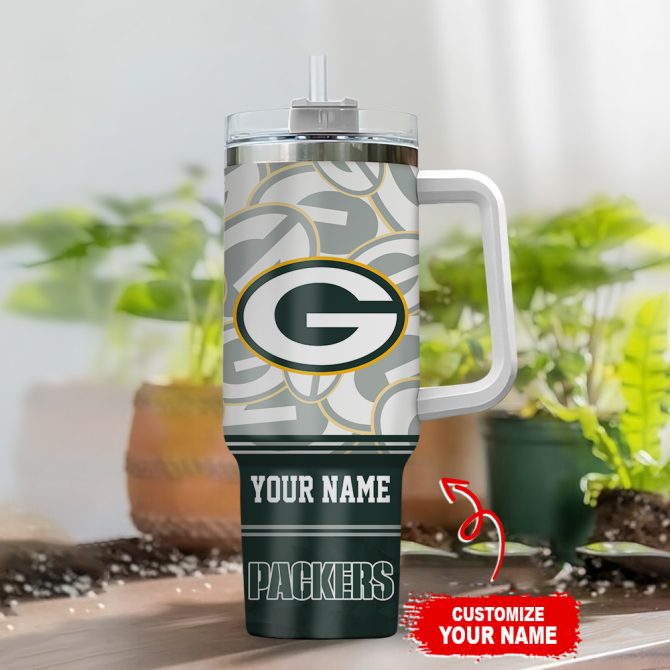 Green Bay Packers Nfl Custom Stanley Quencher 40Oz Stainless Steel Tumbler With Handle - Image 2