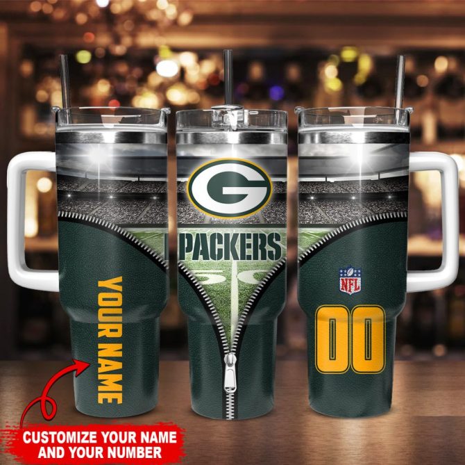 Green Bay Packers Nfl Custom Stanley Quencher 40Oz Stainless Steel Tumbler With Handle - Image 2