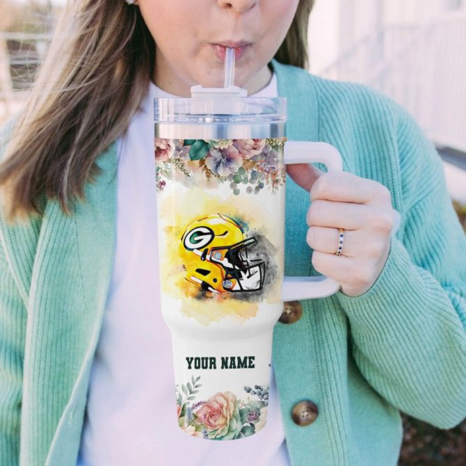 Green Bay Packers Nfl Custom Stanley Quencher 40Oz Stainless Steel Tumbler With Handle - Image 6