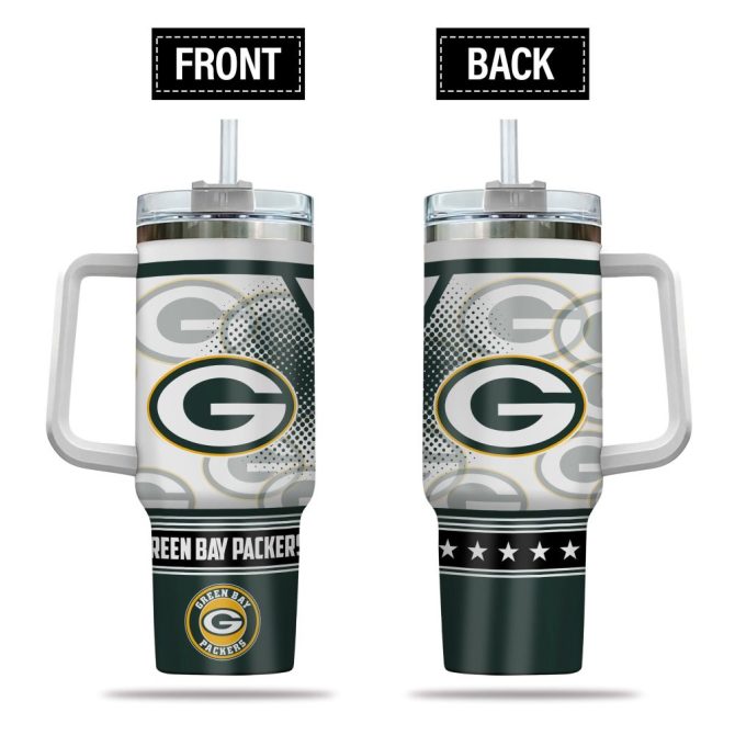 Green Bay Packers Nfl Custom Stanley Quencher 40Oz Stainless Steel Tumbler With Handle