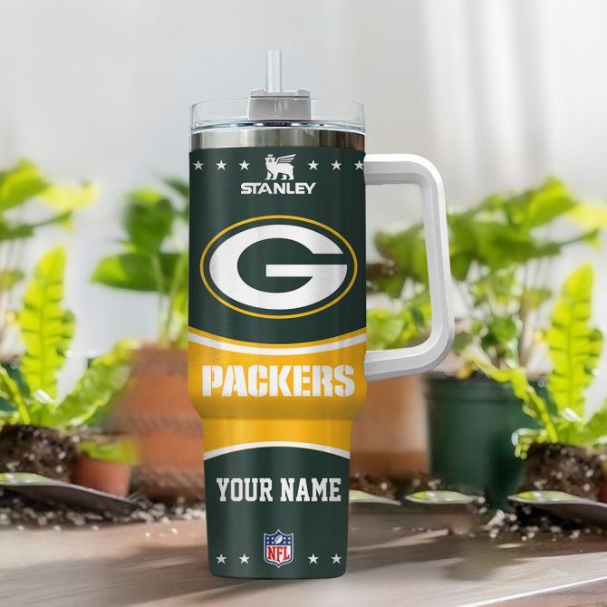Green Bay Packers Nfl Custom Stanley Quencher 40Oz Stainless Steel Tumbler With Handle - Image 2