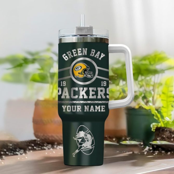 Green Bay Packers Nfl Custom Stanley Quencher 40Oz Stainless Steel Tumbler With Handle - Image 2