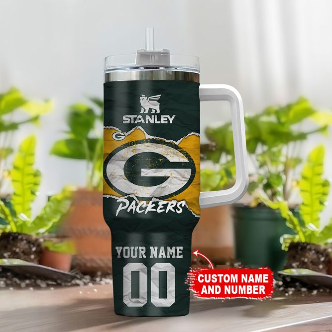 Green Bay Packers Nfl Custom Stanley Quencher 40Oz Stainless Steel Tumbler With Handle - Image 2