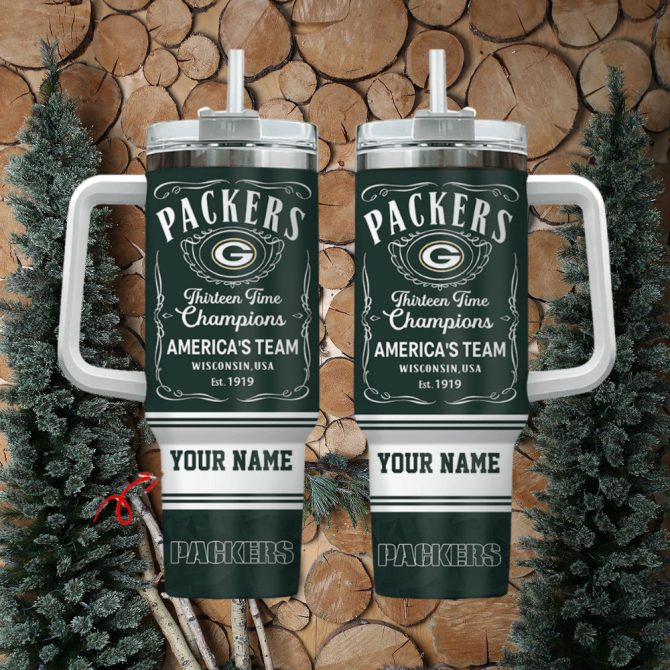 Green Bay Packers Nfl Custom Stanley Quencher 40Oz Stainless Steel Tumbler With Handle