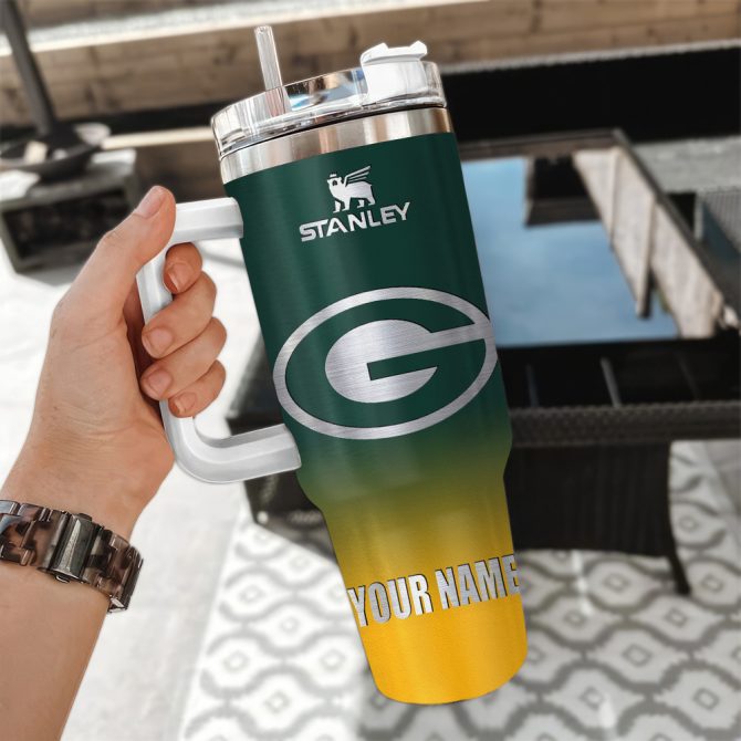 Green Bay Packers Nfl Custom Stanley Quencher 40Oz Stainless Steel Tumbler With Handle - Image 3