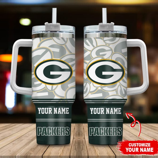 Green Bay Packers Nfl Custom Stanley Quencher 40Oz Stainless Steel Tumbler With Handle