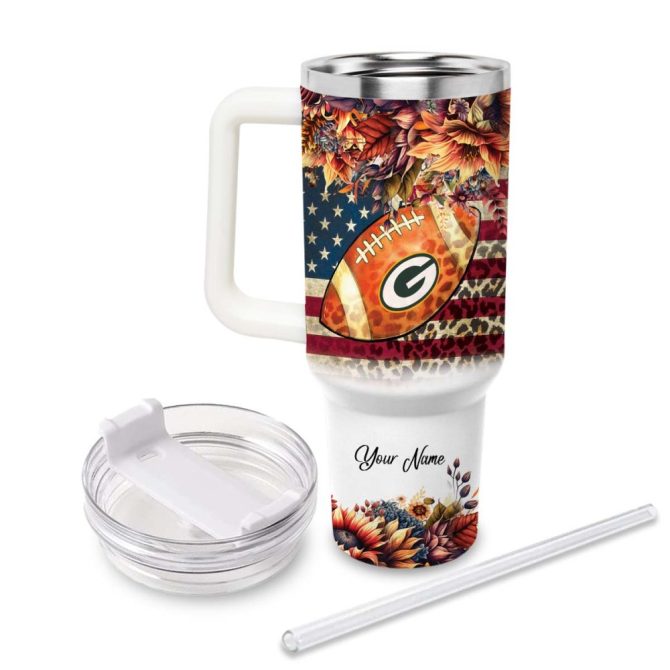 Green Bay Packers Nfl Custom Stanley Quencher 40Oz Stainless Steel Tumbler With Handle - Image 2